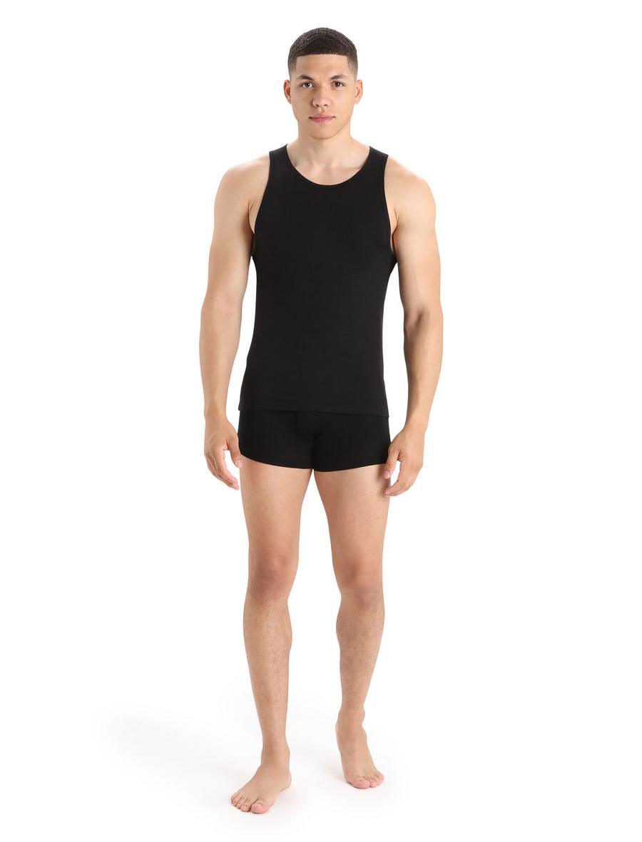 Black Men's Icebreaker Merino Anatomica Tank Top Underwear | USA 1287EBCX